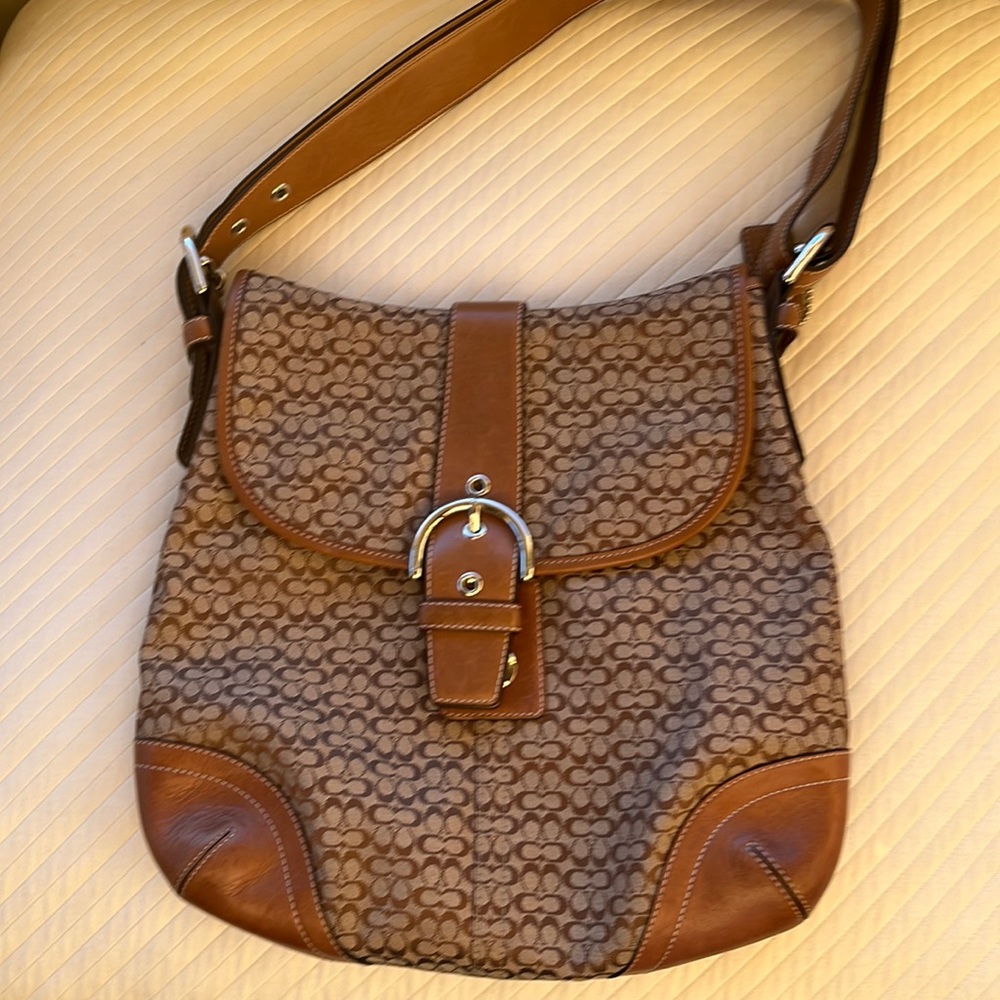 Tan coach shoulder bag
